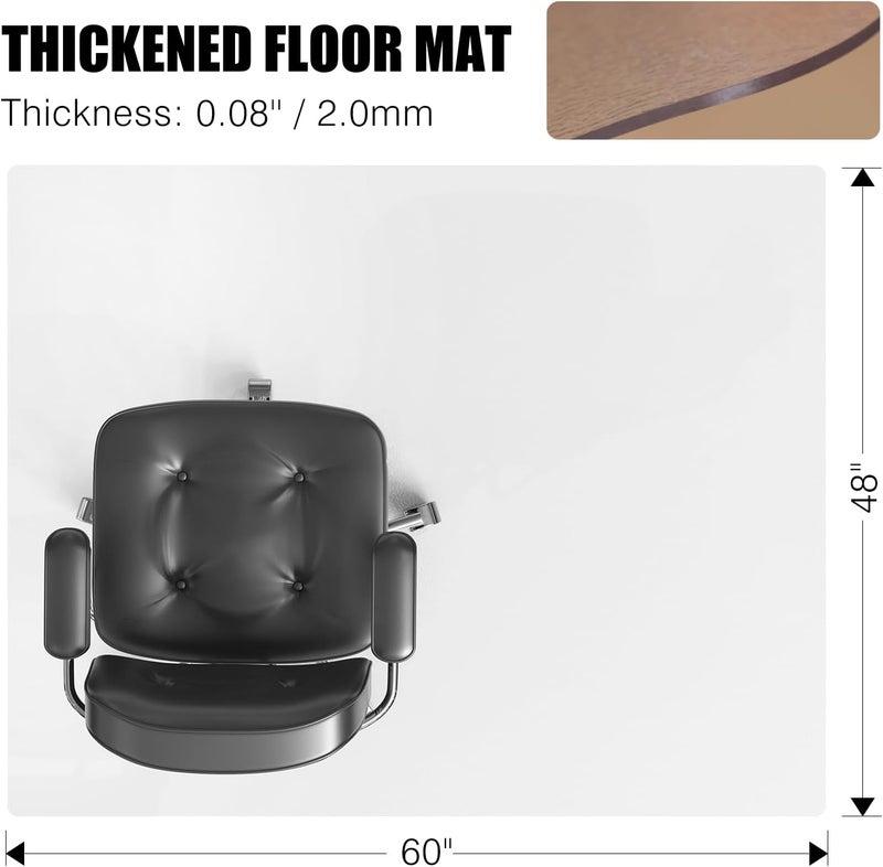 Tydle Chair Mat for Hard Floors, 48" x 60" Chair Mat for Hardwood Floor, Non-Slip Computer Under Desk Plastic Floor Mat for Work Gaming Chairs, Vinyl Hard Floor Protector for Home Office (Clear) - Image 2